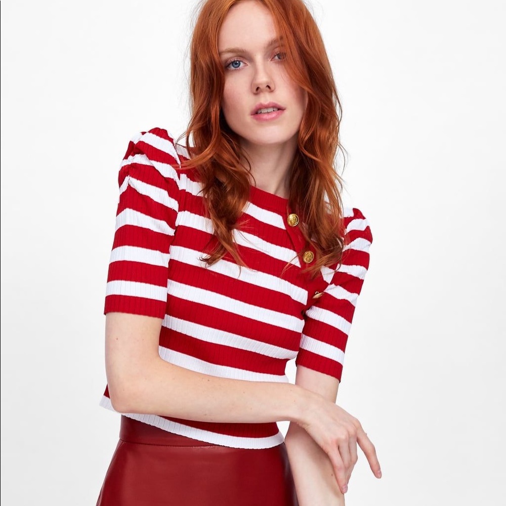 IN SEARCH OF: Zara Striped Puff Sleeve top